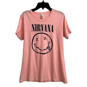 Nirvana Grunge Pink Graphic Short-Sleeve T-Shirt Women’s Fit Size Medium